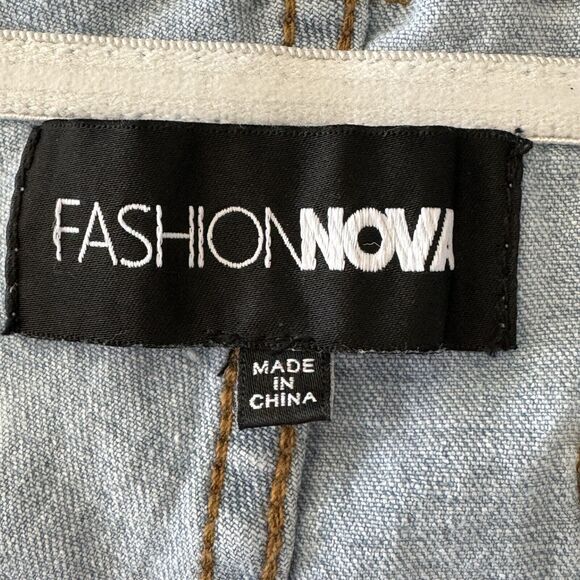 Fashion Nova JRS SZ 7 Flare Jeans Low-Rise Frayed Waist Distressed Stretch Blue - Picture 8 of 10